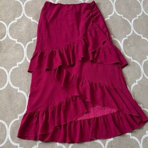 Ruffled Midi Skirt in Berry Pink